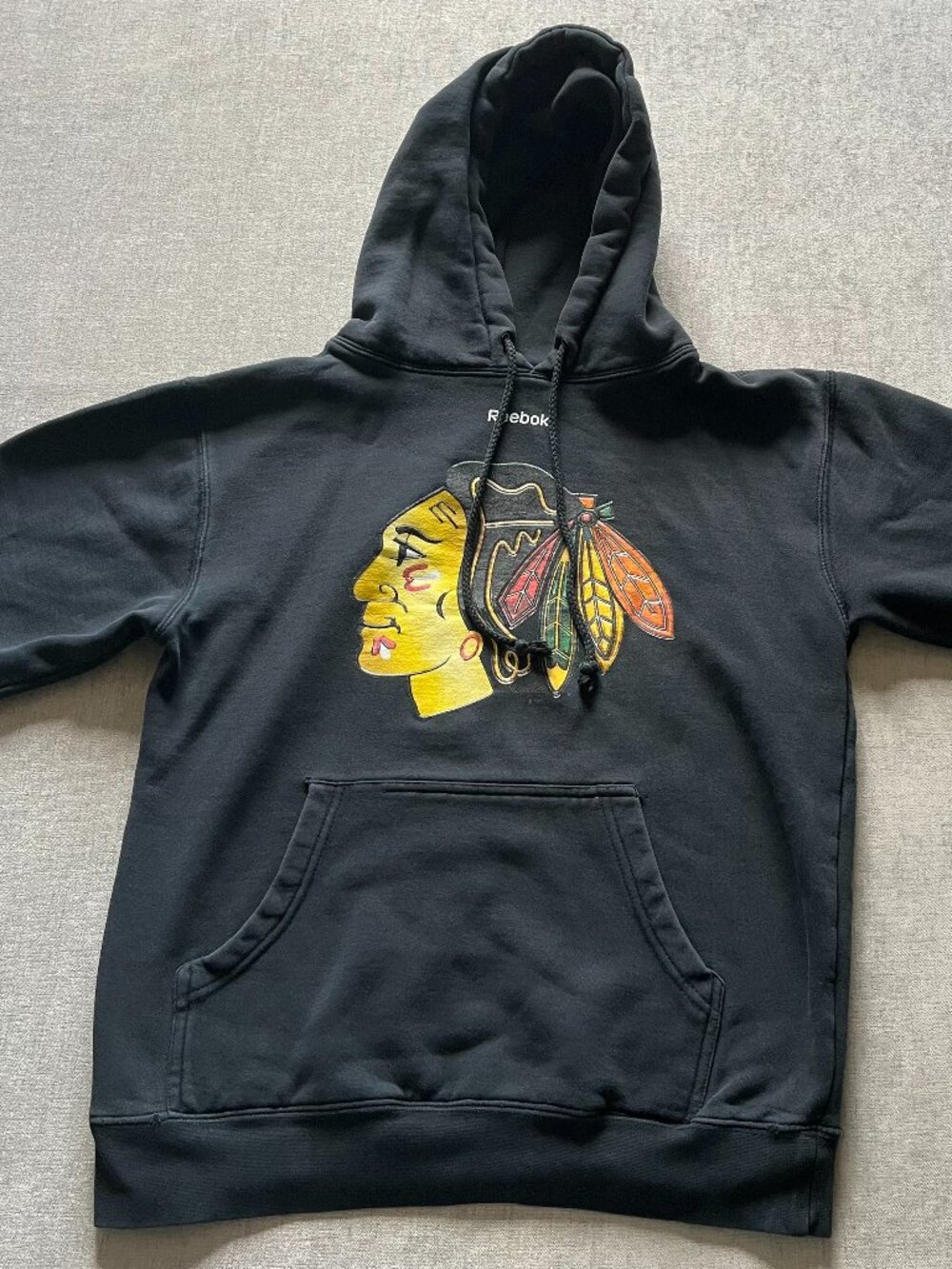 Chicago Blackhawks Hoodie Adult Small Black Reebok Pullover NHL Hockey Sport